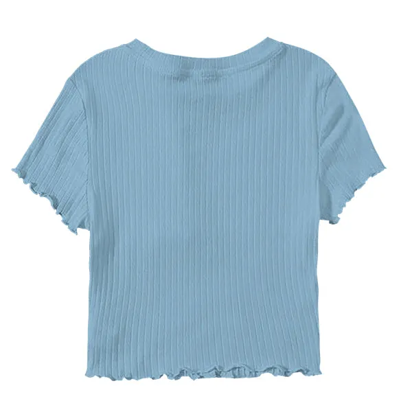 Ribbed Baby Tee with Lettuce Edge