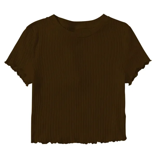 Ribbed Baby Tee with Lettuce Edge