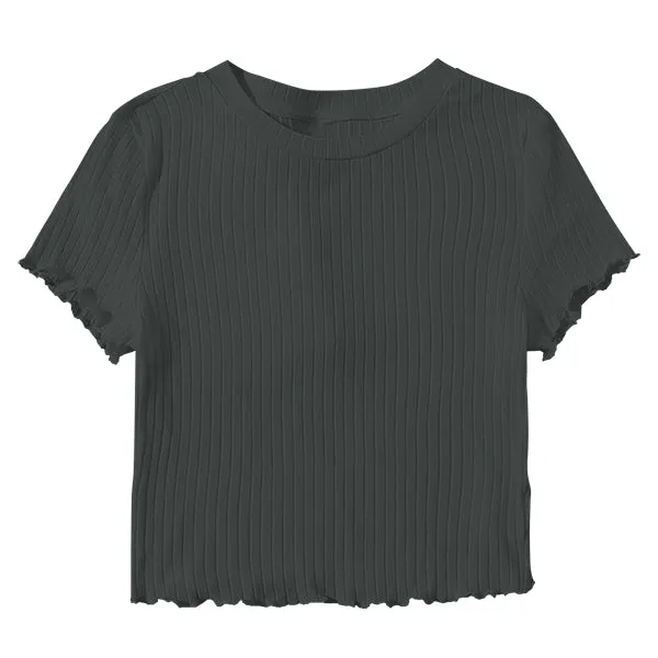 Ribbed Baby Tee with Lettuce Edge
