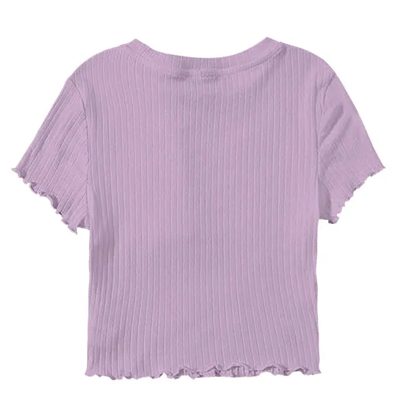 Ribbed Baby Tee with Lettuce Edge