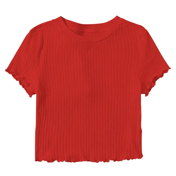 Ribbed Baby Tee with Lettuce Edge