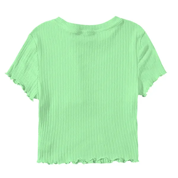 Ribbed Baby Tee with Lettuce Edge