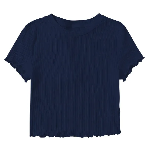 Ribbed Baby Tee with Lettuce Edge