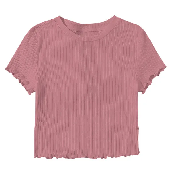 Ribbed Baby Tee with Lettuce Edge