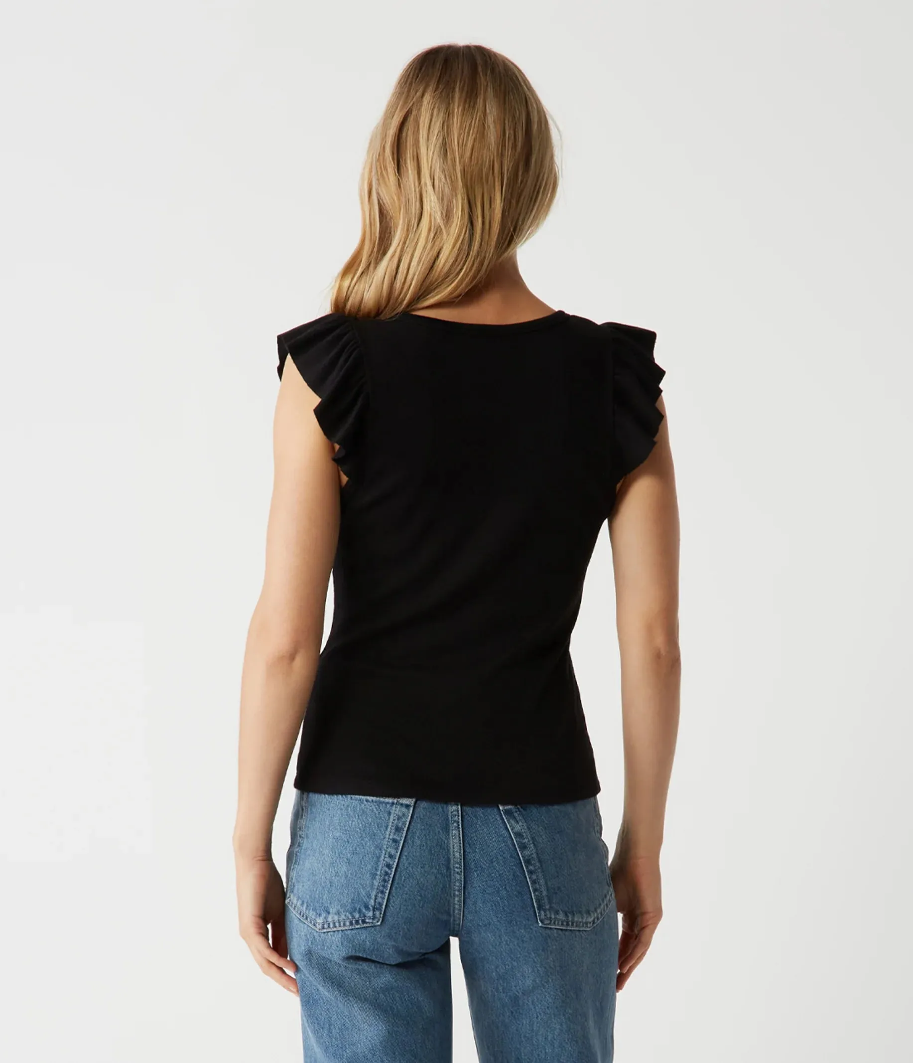 Rina Flutter Sleeve Top - Black