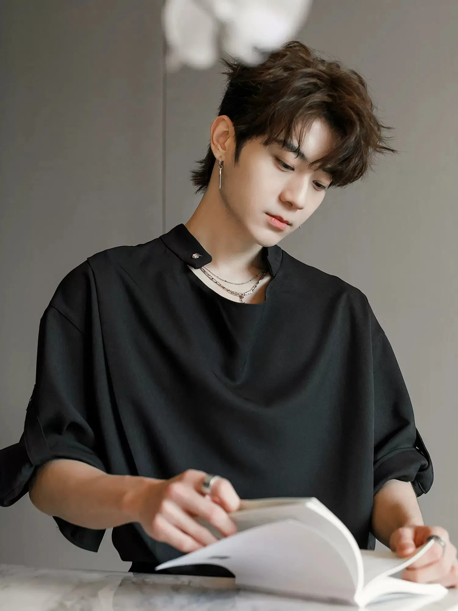 Rolled Sleeve Chiffon Shirt