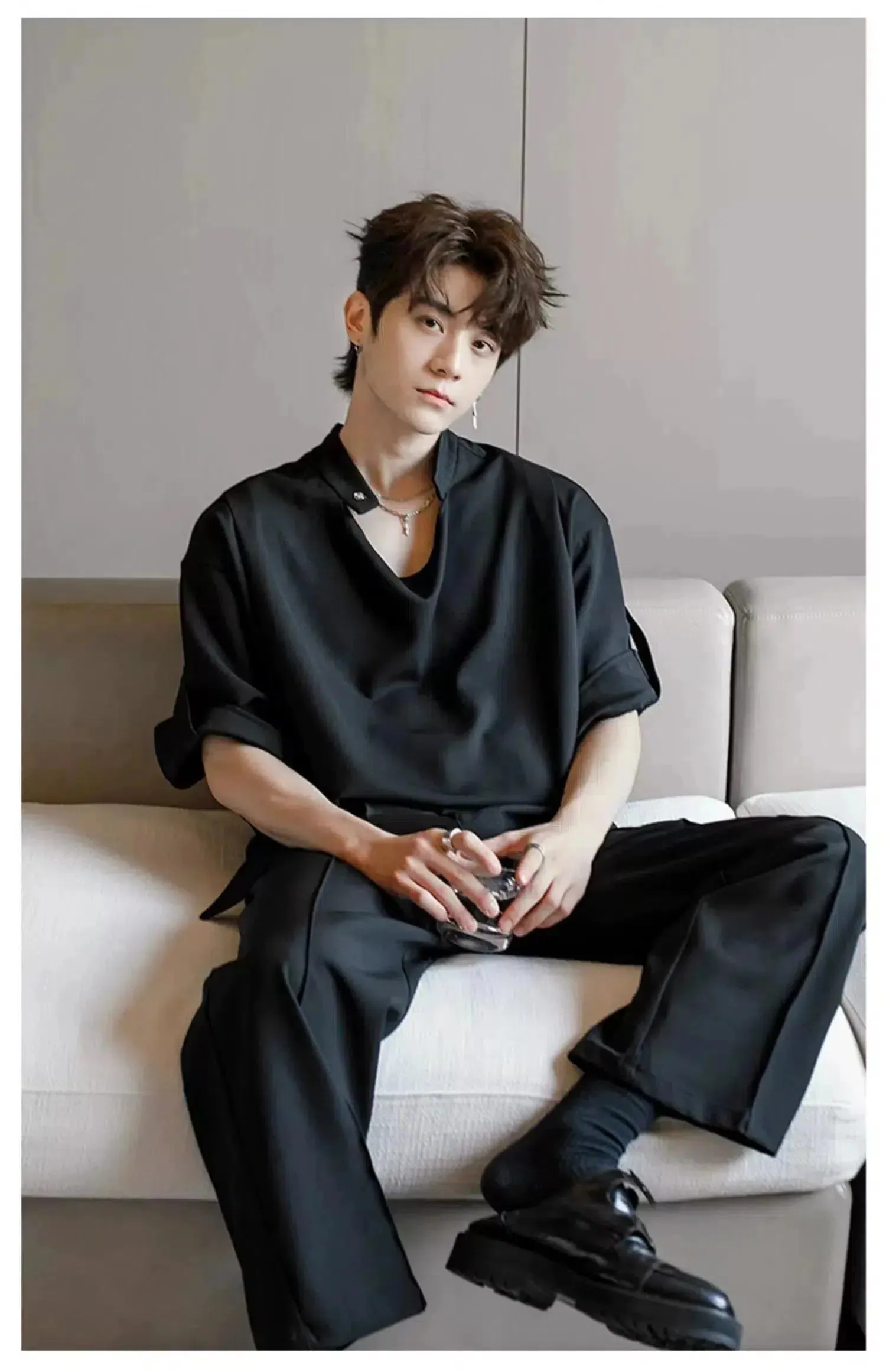 Rolled Sleeve Chiffon Shirt