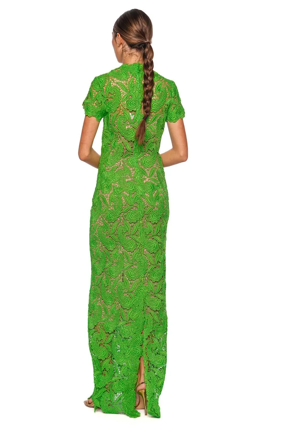 Roxana Green Guipure Lace Maxi Dress