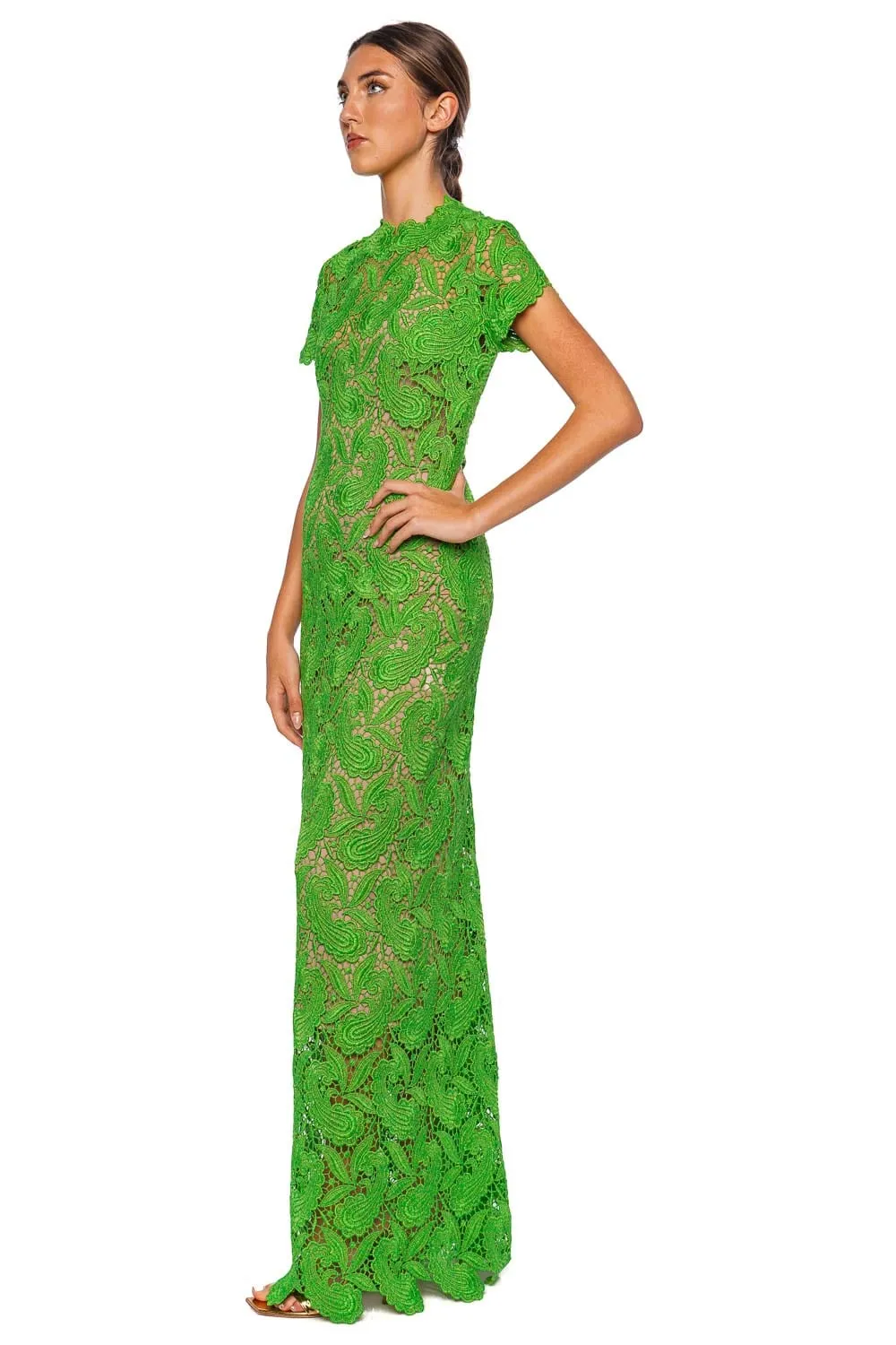 Roxana Green Guipure Lace Maxi Dress