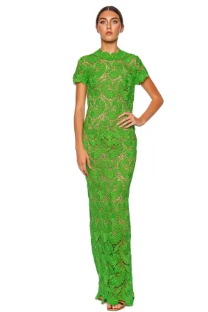 Roxana Green Guipure Lace Maxi Dress