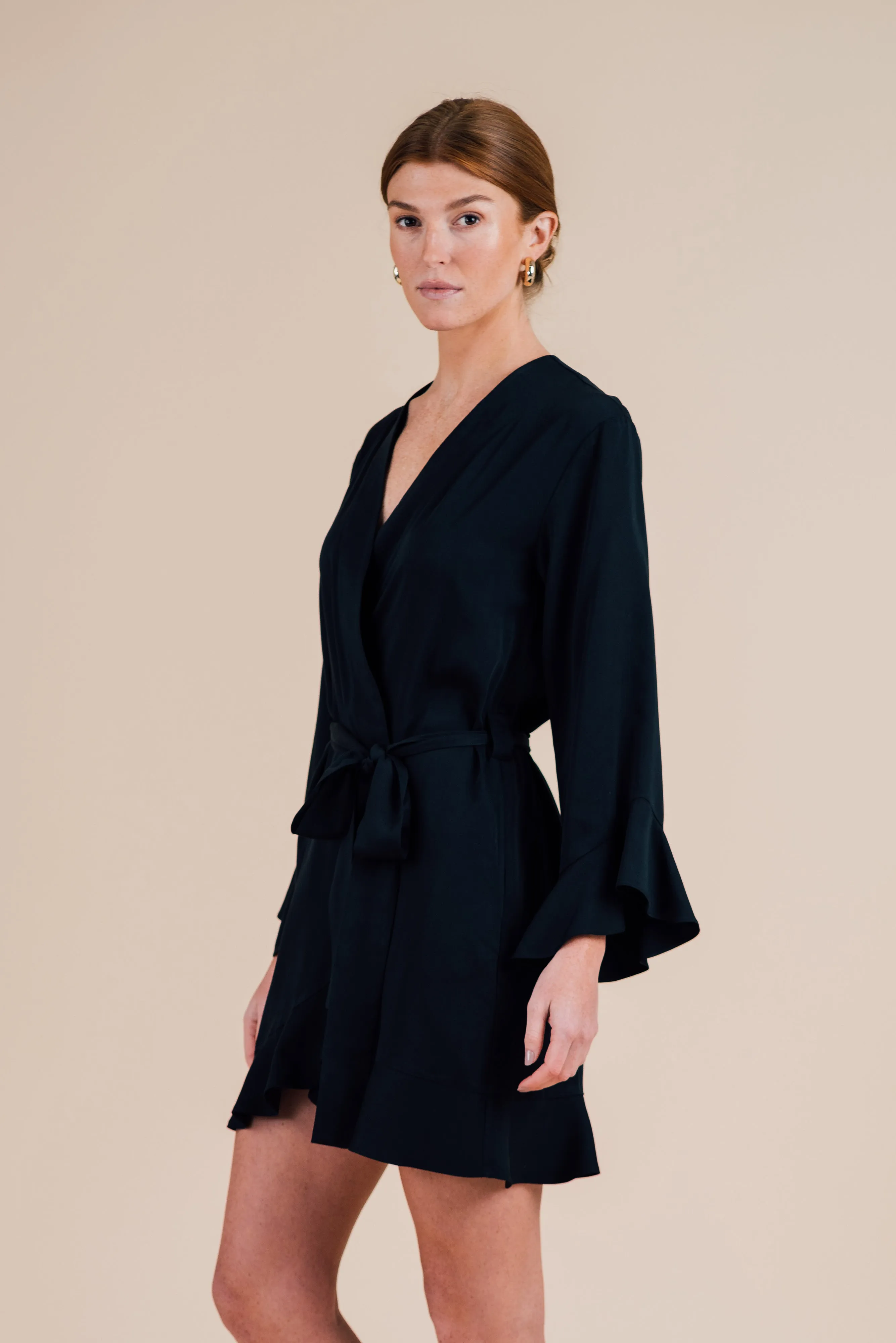Ruffle Robe - Black Night