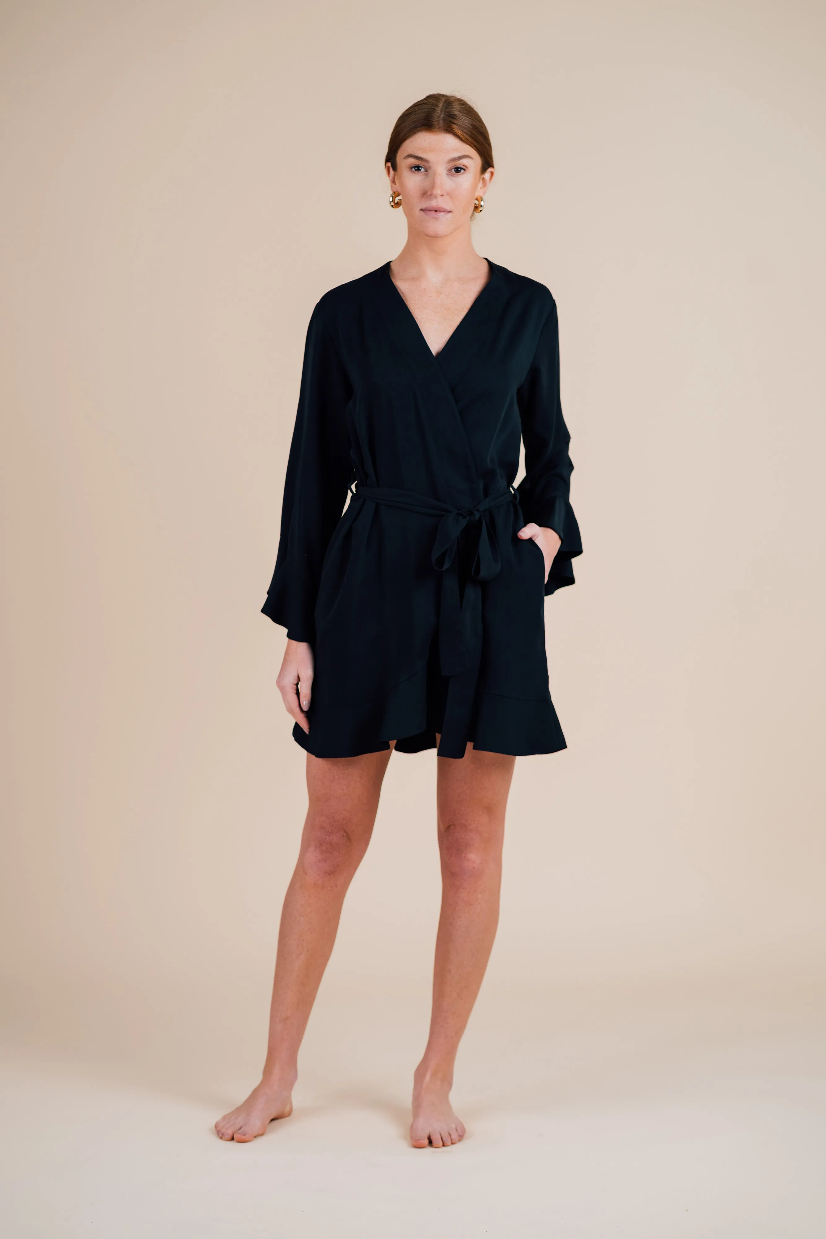 Ruffle Robe - Black Night