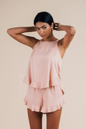 Ruffle Short Set - Dusty Sunrise