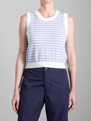 Rumi Stripe Crop in Dulce Knitwear - Crystal/Ivory