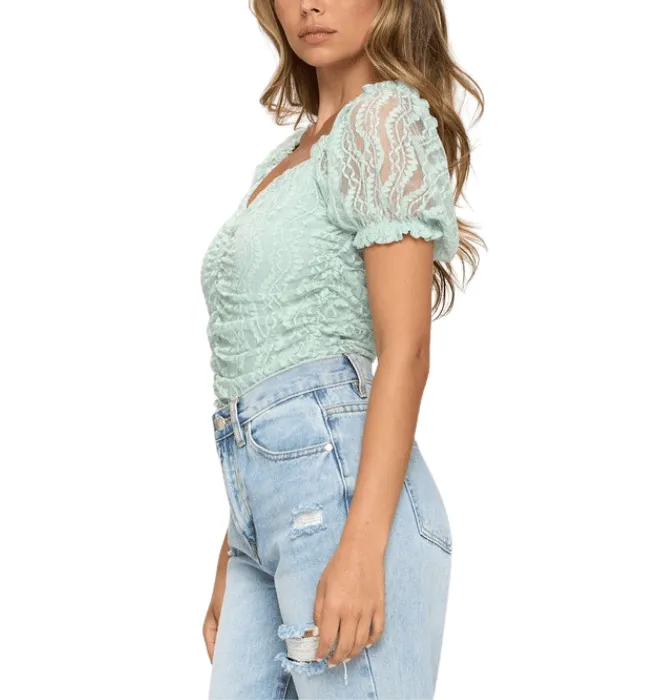 Sandra Sage Green Puff Sleeve Bodysuit
