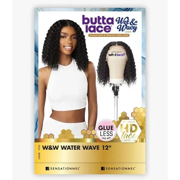 Sensationnel Butta Human Hair Blend Wet & Wavy Lace Front Wig - WATER WAVE 12"