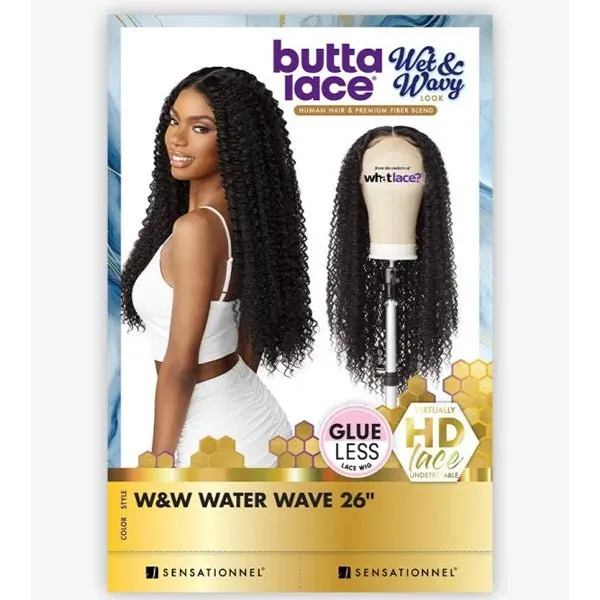 Sensationnel Butta Human Hair Blend Wet & Wavy Lace Front Wig - WATER WAVE 26"