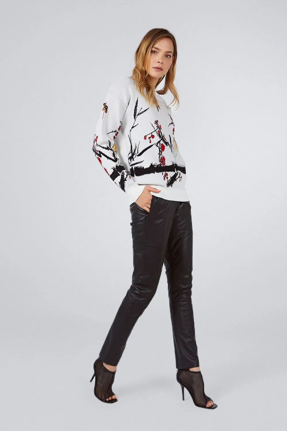 SEQUINED PULLOVER WITH BIRD