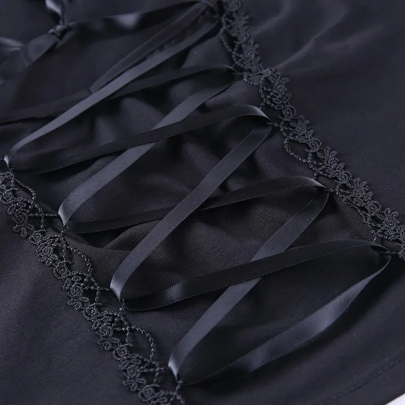 Sexy Black Gothic Semi Cropped Top