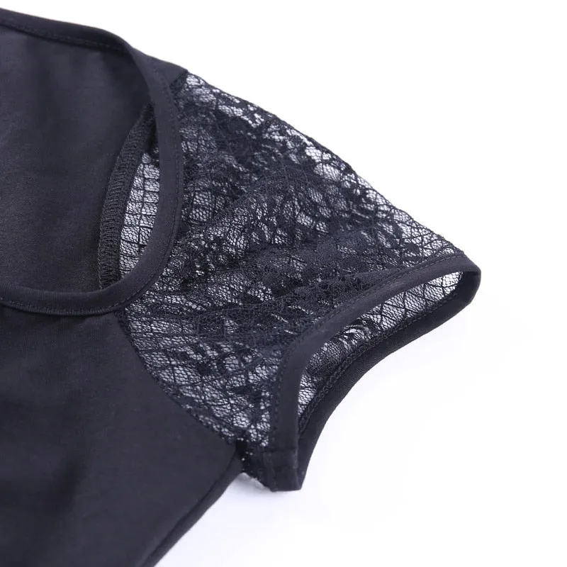Sexy Black Gothic Semi Cropped Top