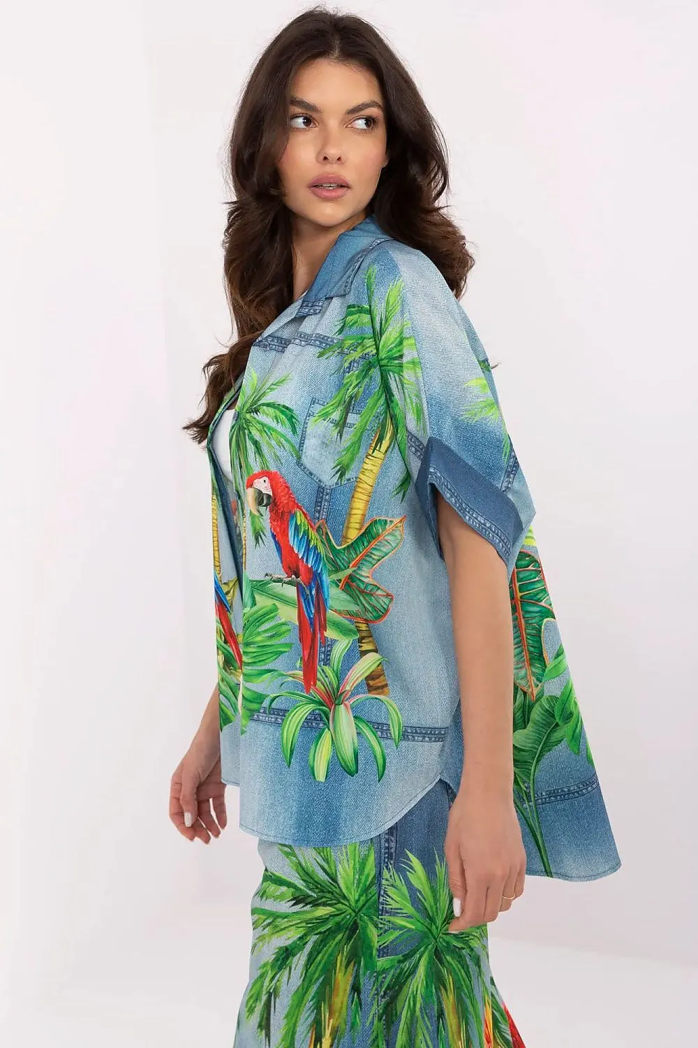 Short sleeve colorful print casual shirt