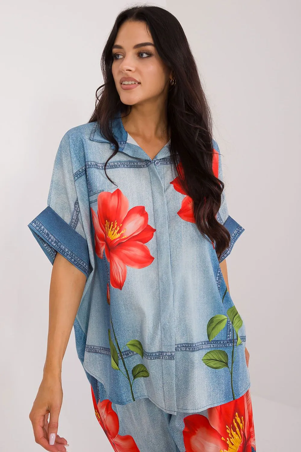 Short sleeve colorful print casual shirt
