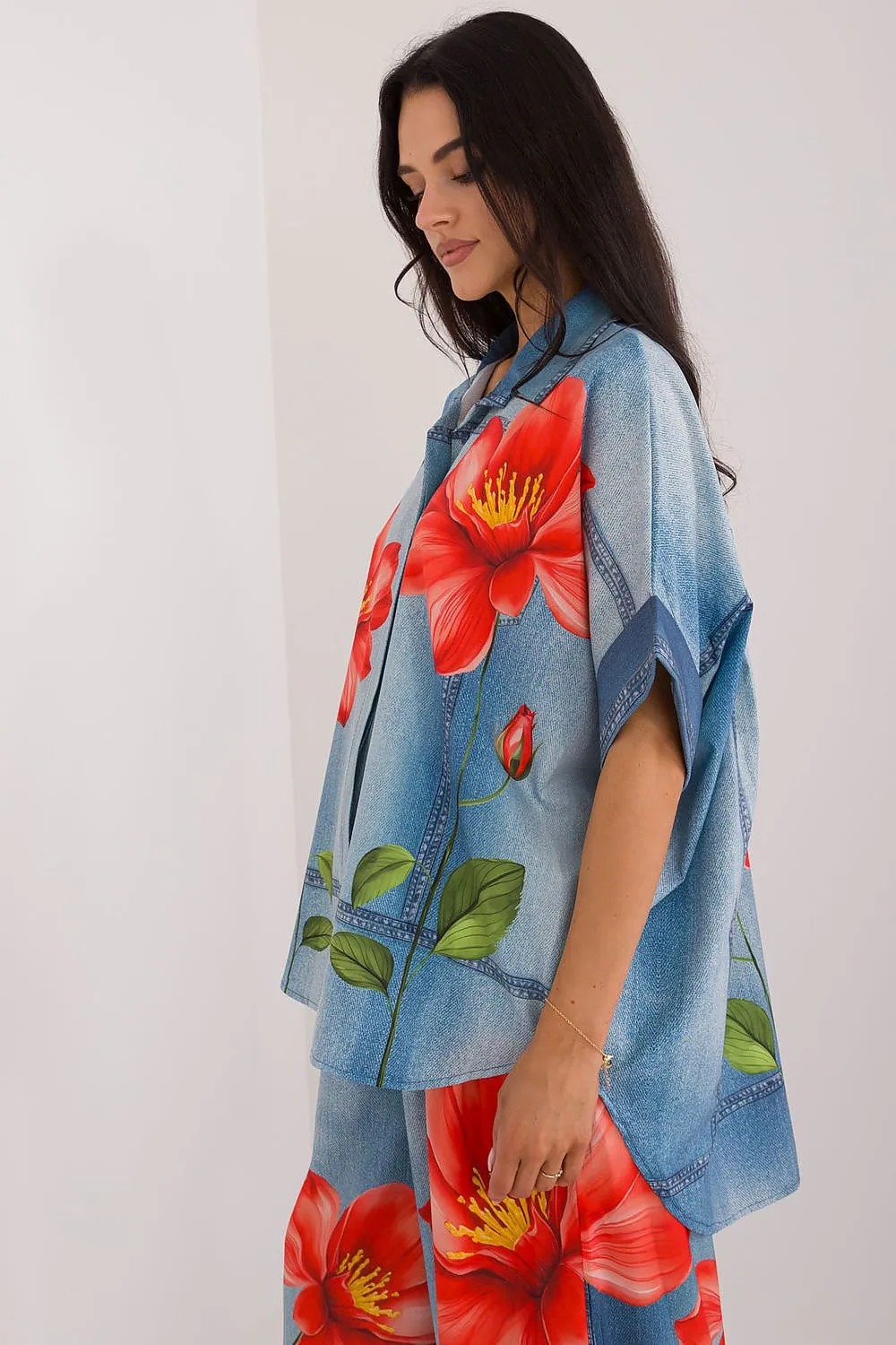 Short sleeve colorful print casual shirt