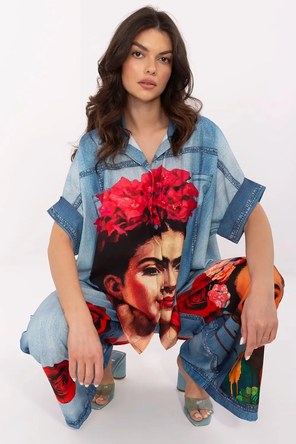 Short sleeve colorful print casual shirt