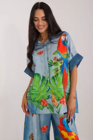Short sleeve colorful print casual shirt