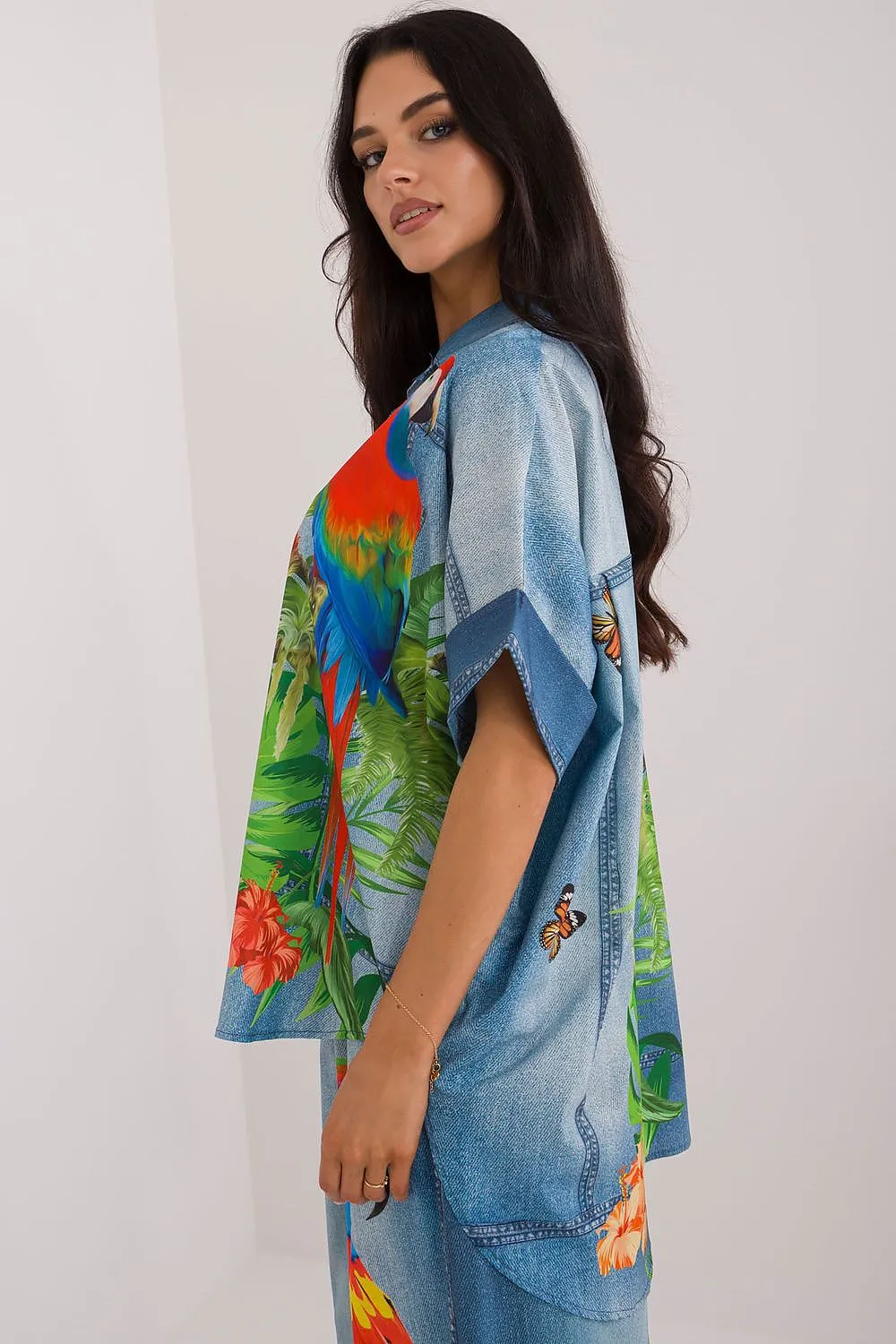 Short sleeve colorful print casual shirt