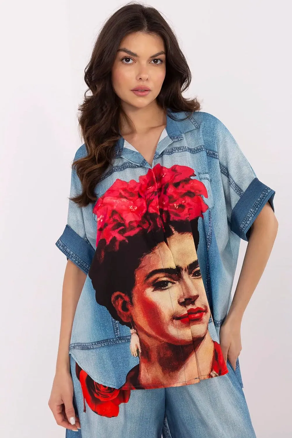 Short sleeve colorful print casual shirt