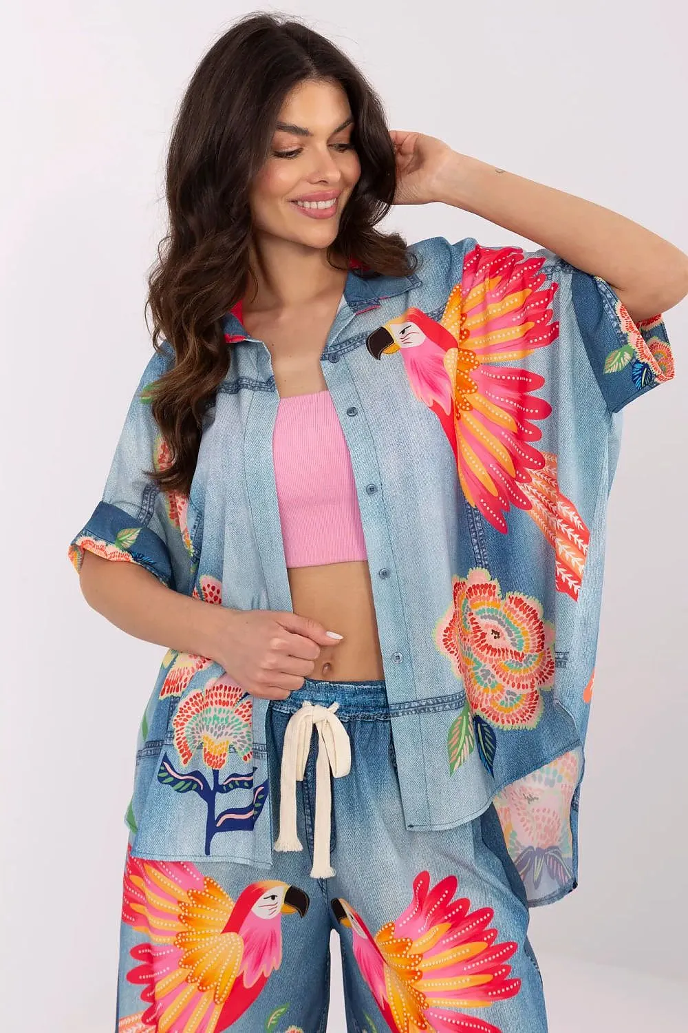 Short sleeve colorful print casual shirt