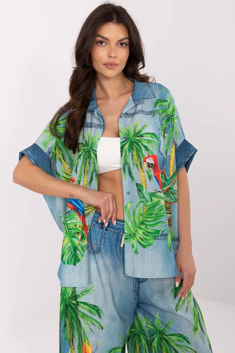 Short sleeve colorful print casual shirt