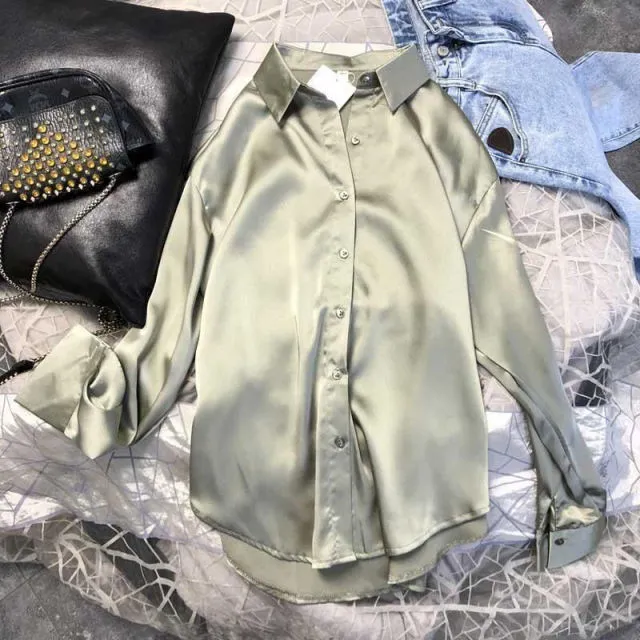 Silk Shirt Vintage Blouse Women