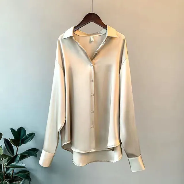 Silk Shirt Vintage Blouse Women