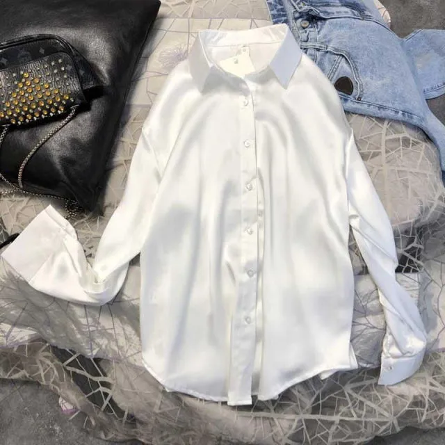 Silk Shirt Vintage Blouse Women