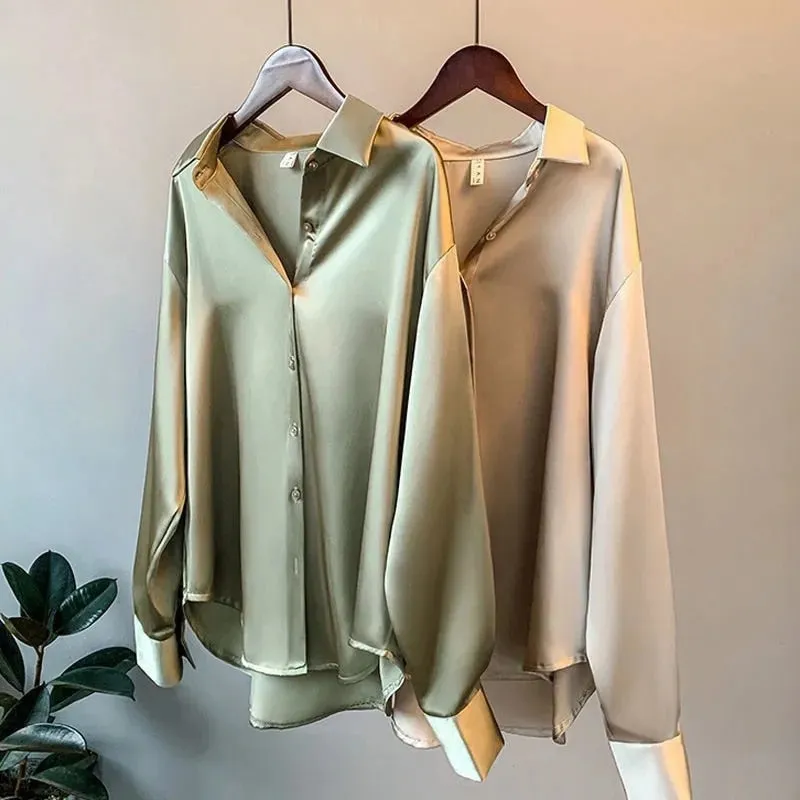 Silk Shirt Vintage Blouse Women