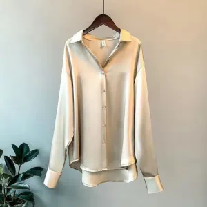 Silk Shirt Vintage Blouse Women