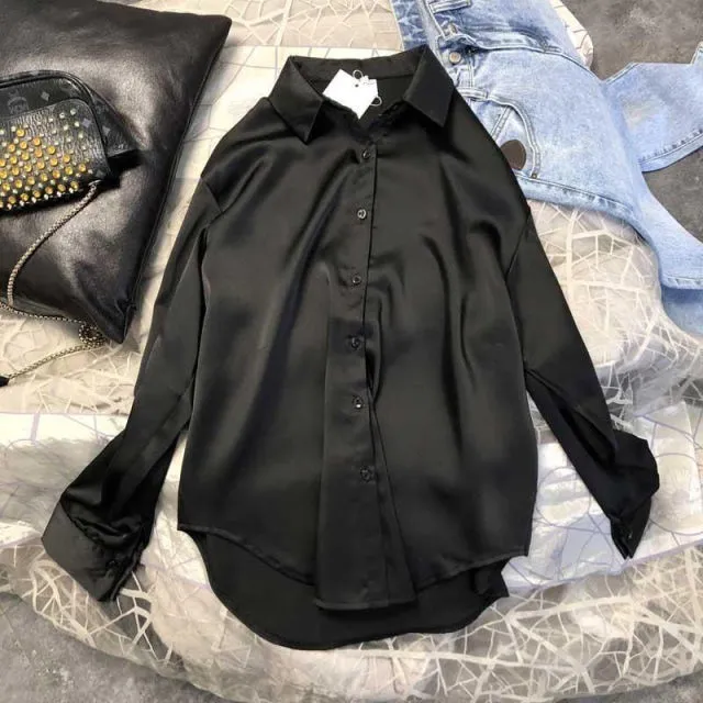 Silk Shirt Vintage Blouse Women