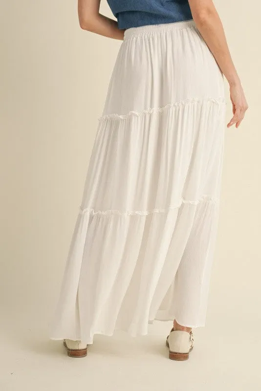 Solid Tiered Maxi Skirt