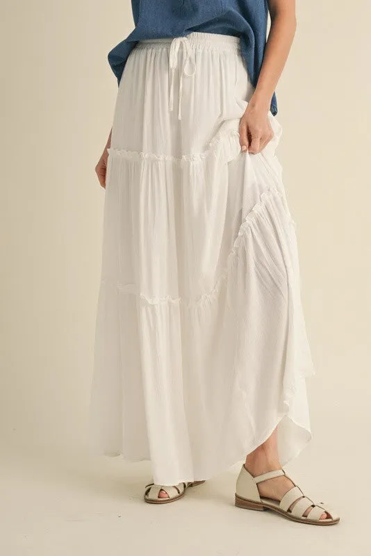 Solid Tiered Maxi Skirt