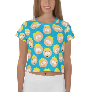 South Park Butters Faces Women's All-Over Print Crop T-Shirt