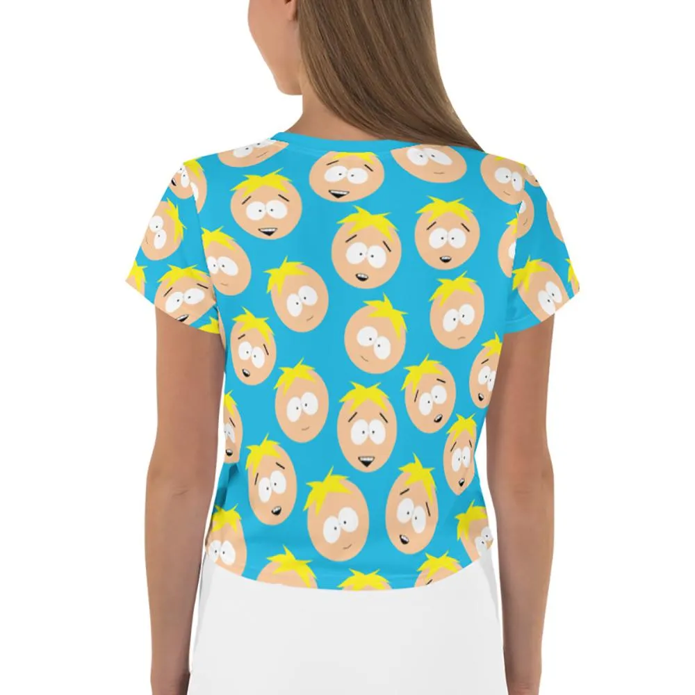 South Park Butters Faces Women's All-Over Print Crop T-Shirt