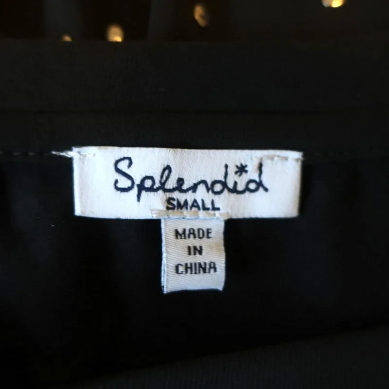 Splendid Studded Tee Eclipse Black Sandwash Jersey Size Small Short Sleeve Top