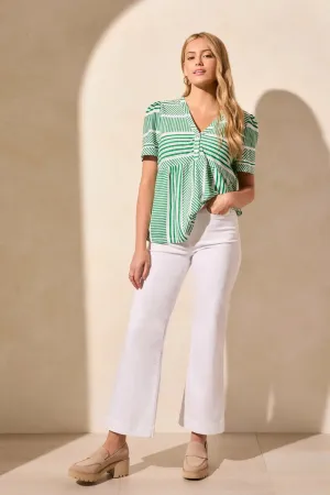 S/S Flare Top w/ Buttons - Kelly
