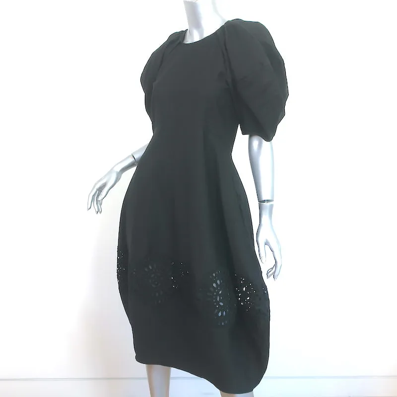 Stella McCartney Broderie Anglaise Puff Sleeve Dress Black Linen-Blend Size 42