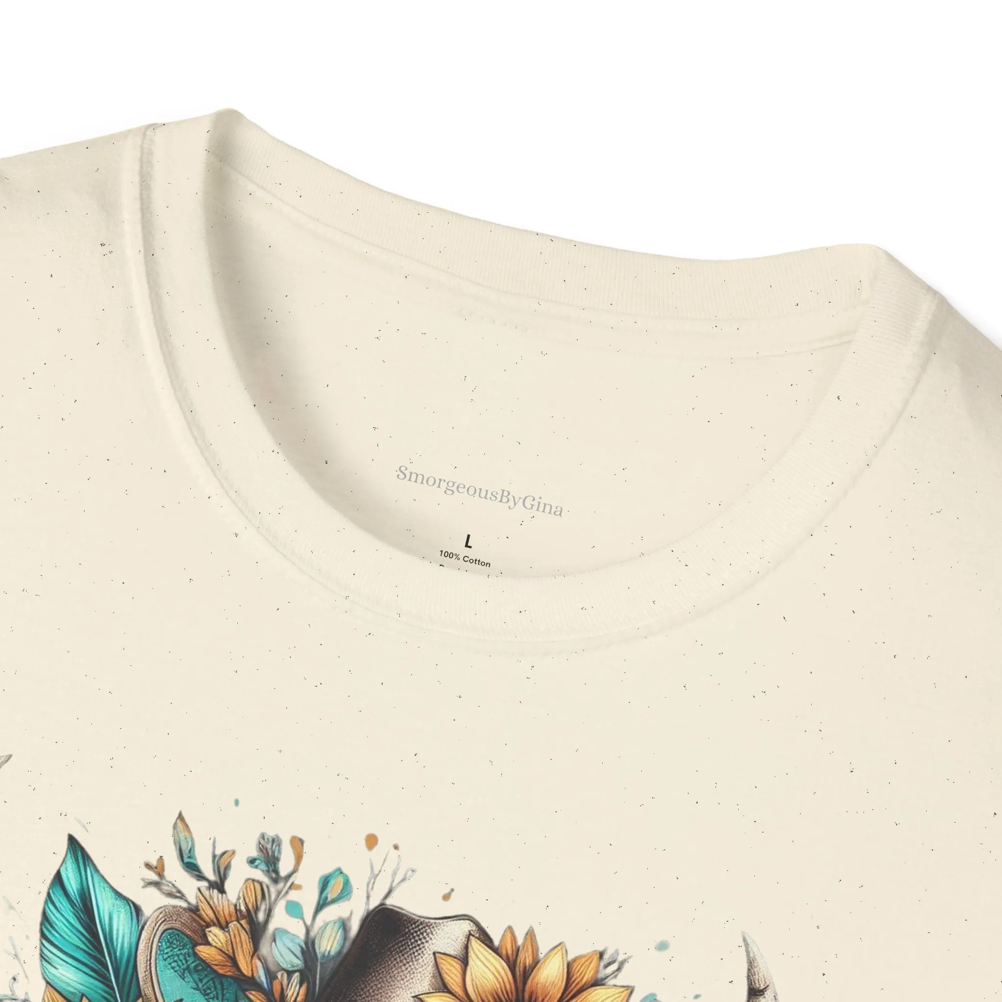 Sunflower, Skull, Turquoise, Longhorn Skull, Softstyle T-Shirt