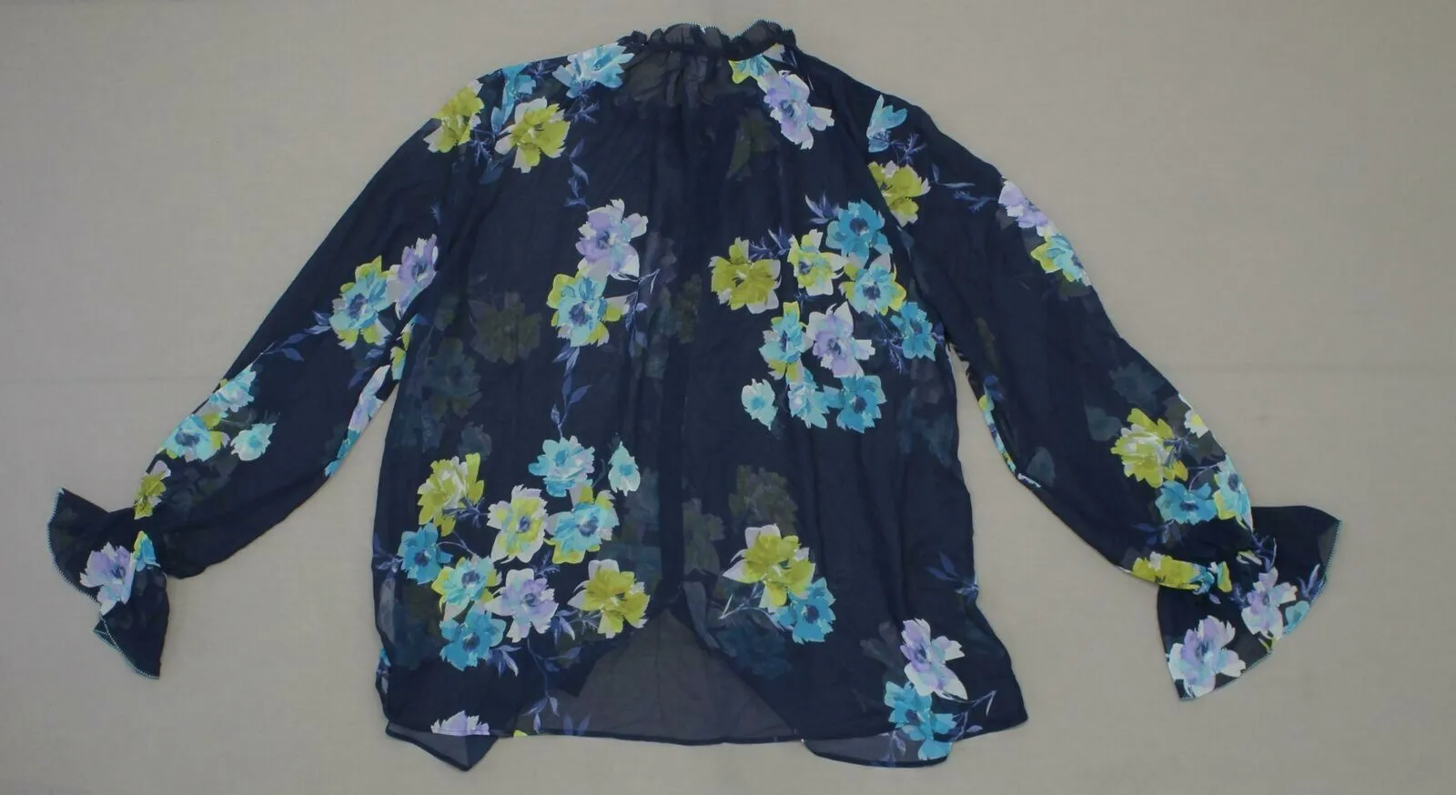 Susan Graver Women's Printed Sheer Chiffon Shirt and Tank Set Navy 14