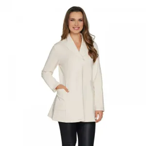 Susan Graver Women's Weekend Brushed Back Knit Tunic Top Ivory Medium