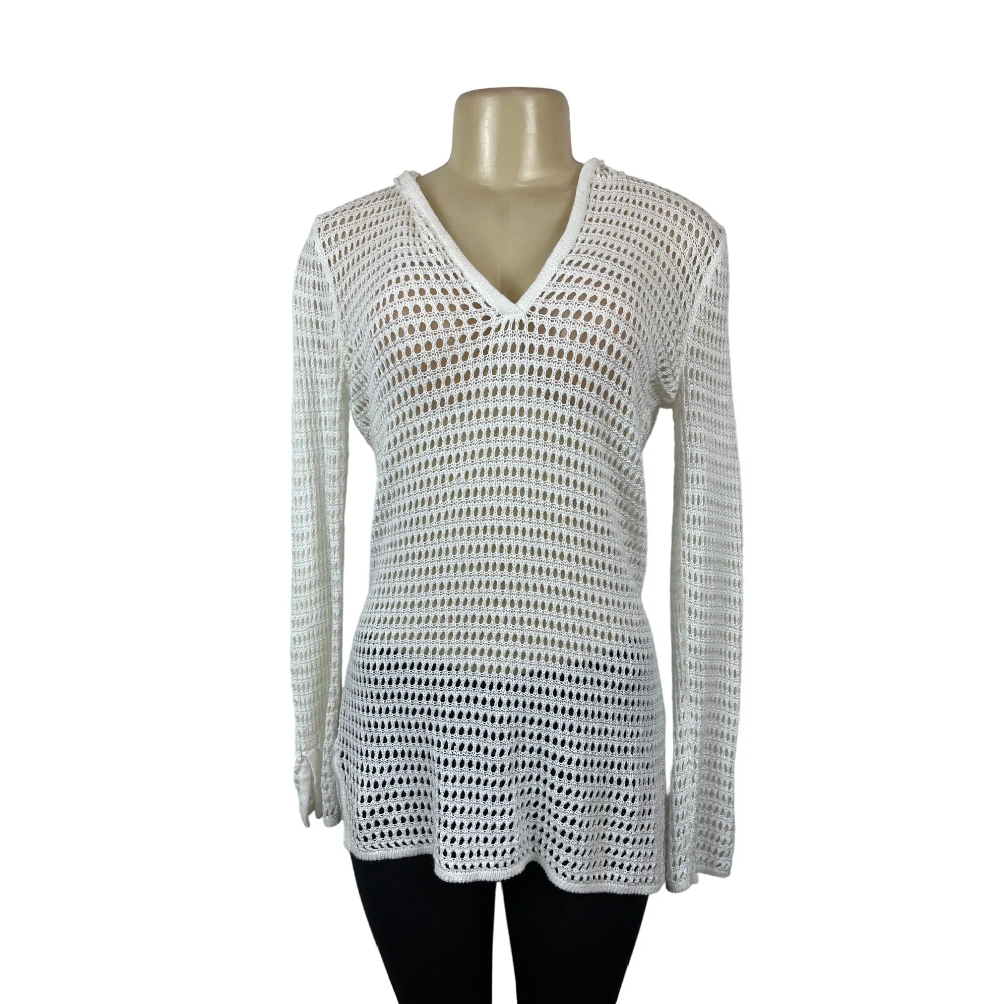 The Limited Womens White Knit Hooded Sweater Sz S